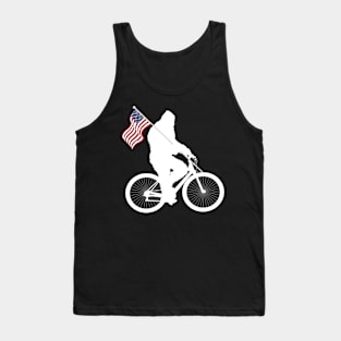 Bigfoot Riding BIke American Flag Tank Top